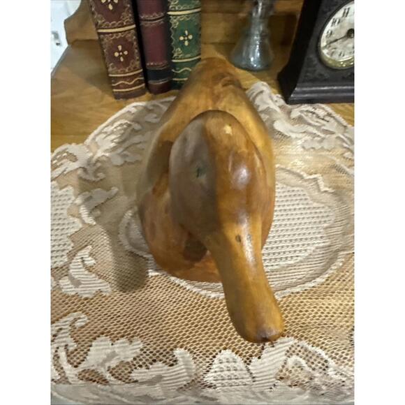 Vintage Hand Carved Wooden Duck Mallard Decoy Figure Rustic Cabin Lodge Decor - Picture 2 of 8